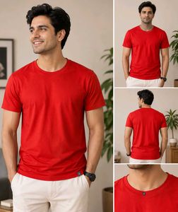 Men's Plain Red Crew Neck T-Shirt
