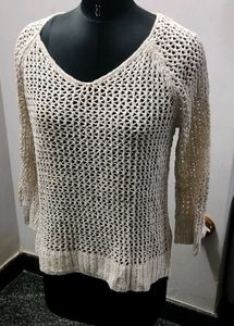 Knitted Cream Sweater - Stylish &amp; Comfy