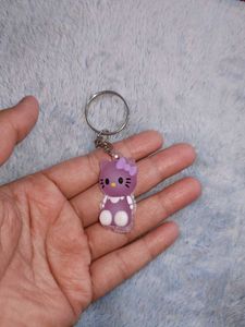 Cute Hello Kitty Keychain + Black Beaded Bracelet