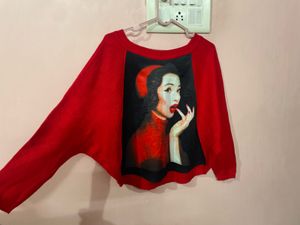 Lady in Red Unique Graphic Print Swe