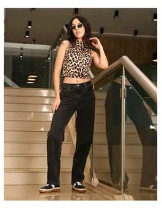 Leopard Print Mock Neck Crop Top