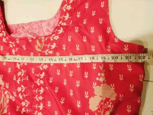 Peach Printed one pc with Dupatta