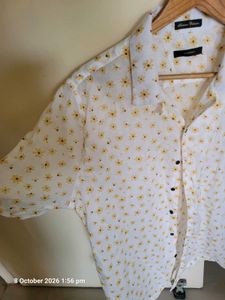 Men's White Floral Print Casual Shirt