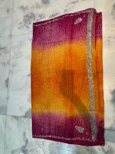 Jaipuri Bandhej Pure Georgette Saree ❤️🧡