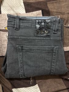 Men's Charcoal Grey Skull Detail Jeans