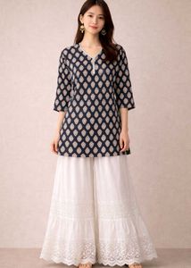 Stylish Black Printed Kurta