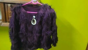 Stylish Purple Faux Fur Tunic Top