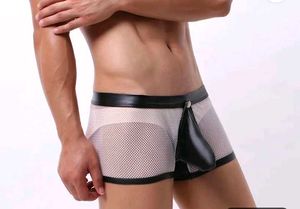 Men's Mesh &amp; Faux Leather Briefs