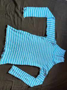 Blue Striped Long Sleeve Top