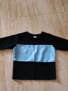 Striped Black & Blue Long Sleeve Top