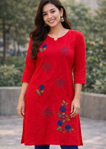 beautiful orange Kurta with 3/4 sleeves