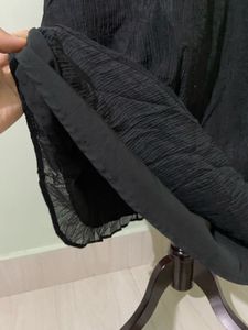 Crinkled Black Halter Neck Dress