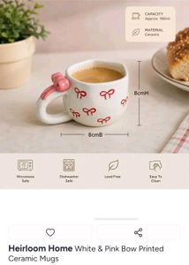 Cute Ceramic Mug with Pink Bow