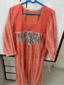 Peach sequins kurti