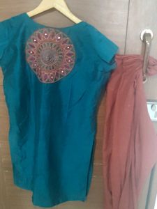 green Embroidered Kurta with Salwar