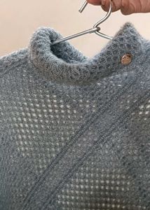 Grey Woollen Turtleneck Poncho | Winter Knit Cape