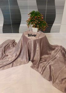 Elegant Silver Textured Shawl Scarf
