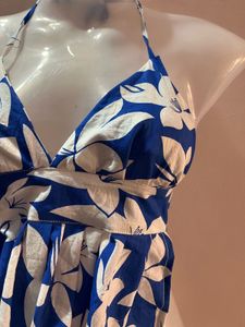 Blue Floral Halter Beach Backless top