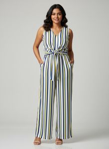 Striped Jumpsuit with Tie Front