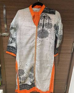 Stylish Printed Orange & Grey Kurta