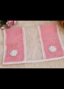 Elegant Pink &amp; White Lace Salwar Kameez