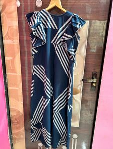 Stylish Blue &amp; White Printed Dress