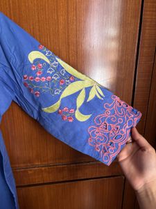 Beautiful Blue Embroidered Farshi Kurta Set