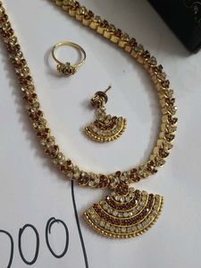 New Jeweled Necklace, Ring &amp; Earring Set