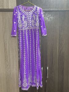 Georgette Chikankari Embroidered Anarkali kurti