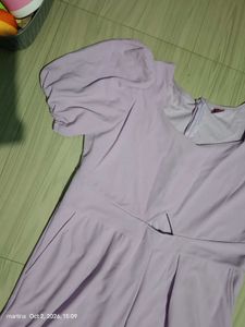 Lavender Puff Sleeve Cutout Jumpsuit