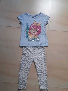 Cute Anime Graphic T-Shirt & Leopard Print Legging
