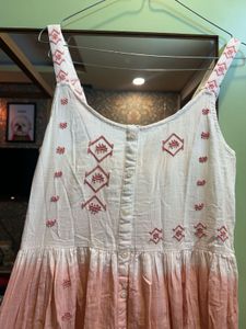 Bombay Paisley Peach Embroidered Tiered Dress