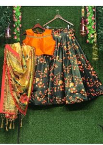 Trendy Floral Print Lehenga Set