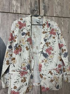 Floral Print Linen Blend Blazer