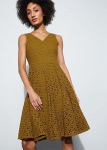 Schiffli Fit & Flare Stylish Broderie Anglai