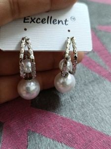 Elegant Pearl Hoop Earrings