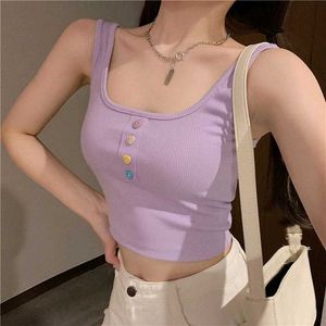 Lilac Heart Button Tank Top