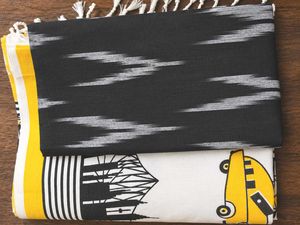 Unique Yellow Car Print Dress Material
