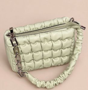 Chic Ruched Shoulder Bag with Chain