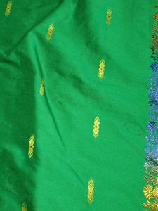 Vibrant Green Saree with Pink Palu