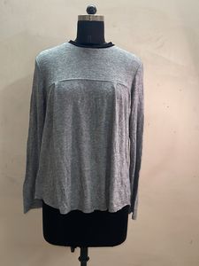 Grey Long Sleeve Crew Neck Top