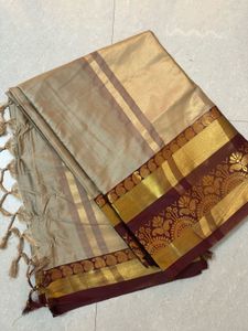 Elegant Silk Saree with Golden Border
