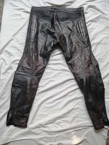 rider heavy red n  Black Leather Motorcycle Pants