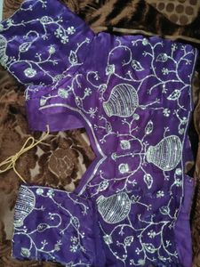 Beautiful Purple Saree with Golden Motifs