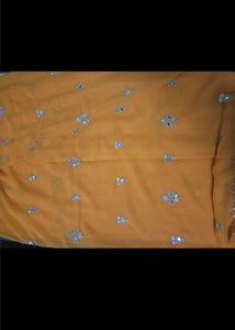 Embellished orange Saree