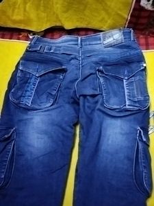 Blue Denim Cargo Pants