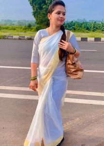 Elegant White Kerala Cotton Saree
