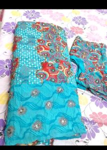 Beautiful Blue Embroidered Saree coin available