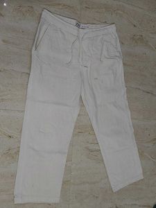 Comfortable White Linen Blend Pants