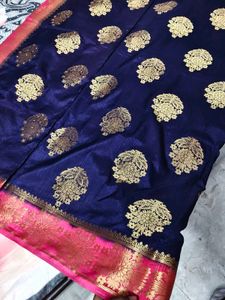 Navy Blue Banarasi Silk Saree